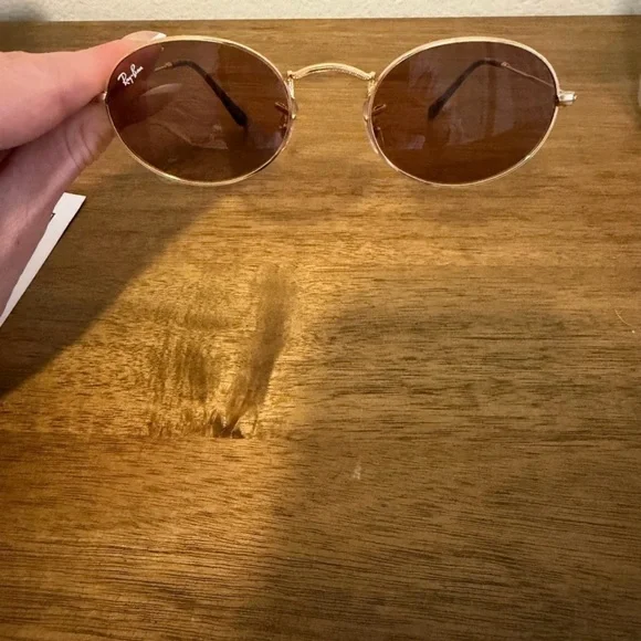 Ray-Ban Gold and Brown Oval Sunglasses - Picture 12 of 13